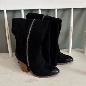 JustFab Black Heeled Boots with Zipper